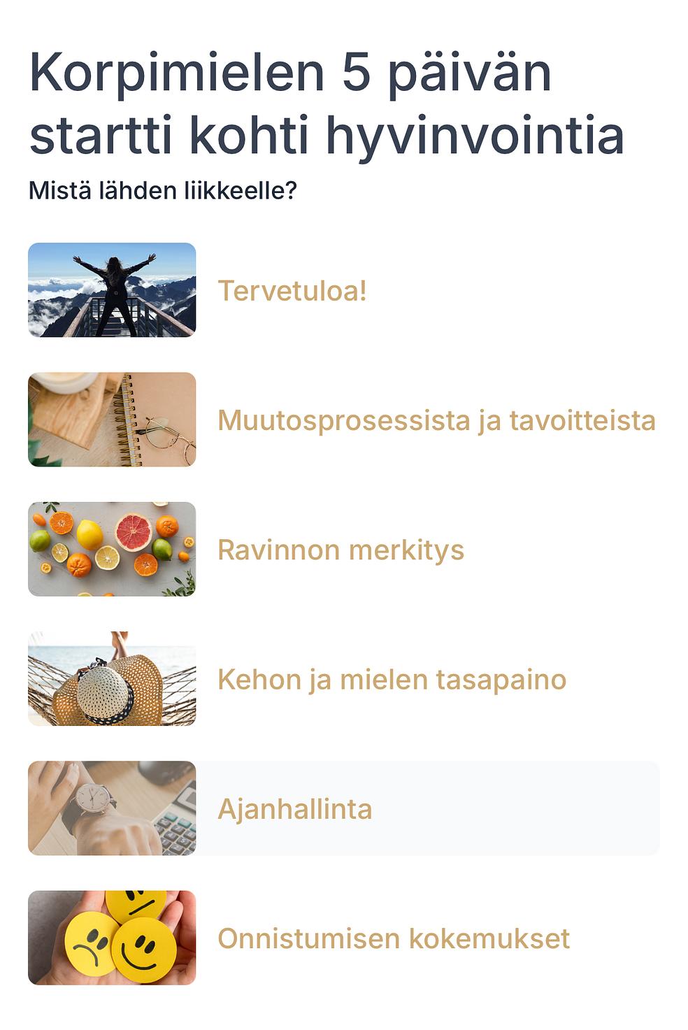 Korpimielen 5 päivän startti kohti hyvinvointia by Korpimieli Oy